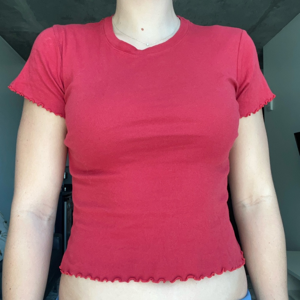 Brandy Melville Red Crop Tee